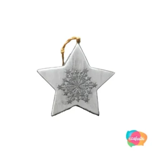 PENDENTE ESTRELA NATALINA 13 CM PRATA / CINZA