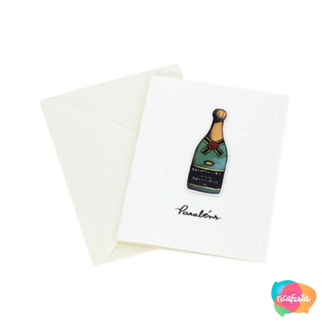 CARTÃO PARABÉNS ENJOY GARRAFA DE CHAMPAGNE COM ENVELOPE 17 CM BRANCO ...