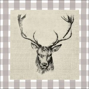 GUARDANAPO DE PAPEL CHECKED STAG HEAD COM 20 UNID 33 CM PRATA / CINZA