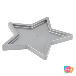 BANDEJA ESTRELA DE PLÁSTICO 23 CM PRATA / CINZA