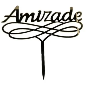 TOPO DE BOLO EM ACRILICO AMIZADE DOURADO