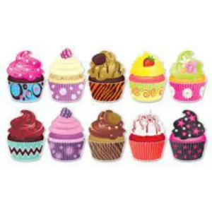 DECORAÇÃO RECORTES MINI CUPCAKE 10 UN COLORIDO