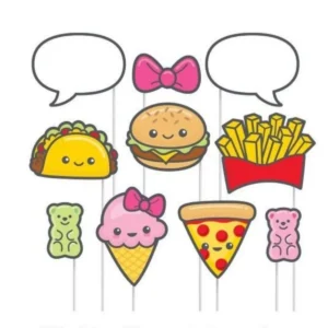 KIT PLAQUINHAS PARA FOTO FAST FOOD COM 10UN