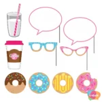 Plaquinha para fotos Donuts com 10 unid