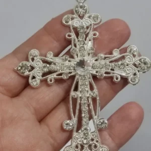 CRUCIFIXO DE METAL DECORATIVO 7 CM PRATA / CINZA