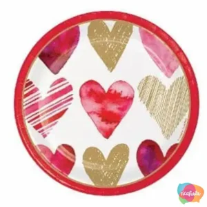PRATO PAPEL CORACAO 18CM 18 CM ROSA ESCURO