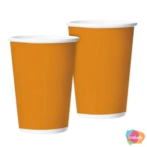 COPO DE PAPEL LISO COM 8 UNID 180 ML LARANJA