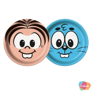 PRATO DE PAPEL TURMA DA MÔNICA CORE COM 8 UNID 18 CM AZUL CLARO