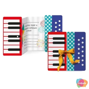 CONVITE ARRAIÁ SANFONA COM 8 UNID ÚNICO COLORIDO