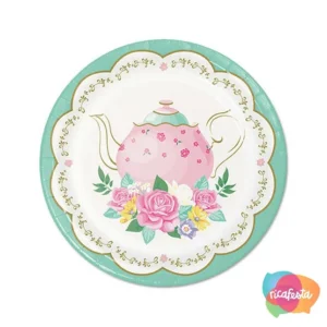 Prato de Papel Tea Party com 8 unidades