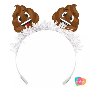 TIARA DE PAPEL FESTA POOP EMOJI COM 8 UNID