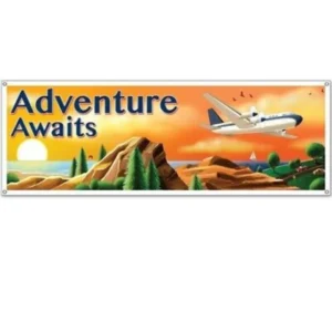 BANNER PLÁSTICO 1,50CMX53CM AVENTURA PELO MUNDO