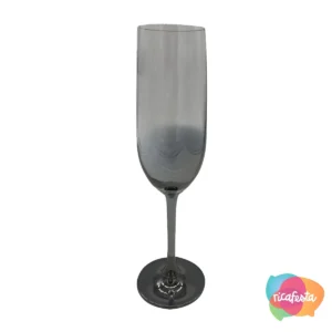 TAÇA DE CHAMPAGNE FUMÊ DE VIDRO 200 ML PRATA / CINZA