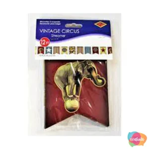 BANDEIROLA DE PAPEL VINTAGE CIRCO C/12 ÚNICO VERMELHO