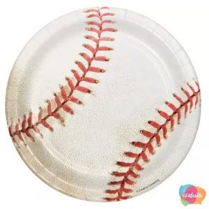 PRATO DE PAPEL BEISEBOL COM 8 UNID 17 CM BRANCO