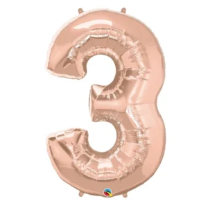 BALÃO N° 3 METALIZADO 86CM N° 3 ROSE GOLD