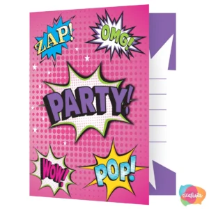 CONVITE MENINA SUPERHERO COM 8 UNID