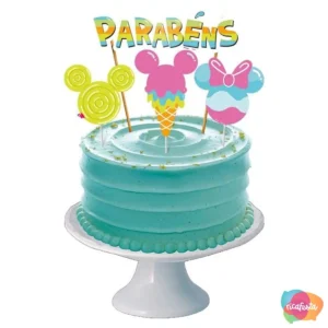 TOPO DE BOLO MICKEY CORES COM 4 UNID ÚNICO TIE DYE