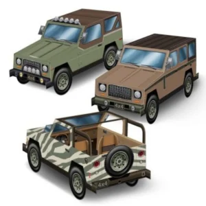 CENTRO DE MESA 3D JEEP PAPEL 22cm x 11cm C/3