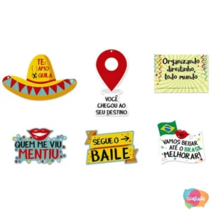 Plaquinha para foto Carnaval com 6 unid
