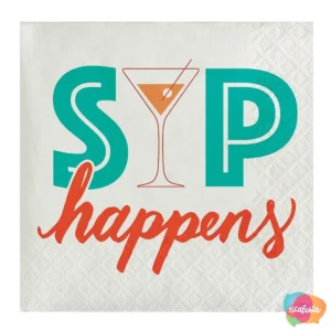 GUARDANAPO DE PAPEL RETRÔ SIP HAPPENS PEQUENO COM 24 UNID 24 CM VERDE CLARO