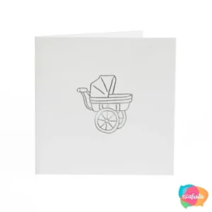 CARTÃO CARRINHO DE BEBÊ COM ENVELOPE 12 CM BRANCO