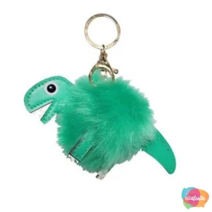 CHAVEIRO POM-POM DINOSSAURO T-REX 7 CM VERDE CLARO