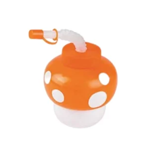 Copo Plástico Com Canudo Cogumelo Laranja