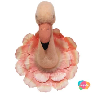 FLAMINGO COM FLORES PARA PENDURAR 30 CM ROSA BEBE