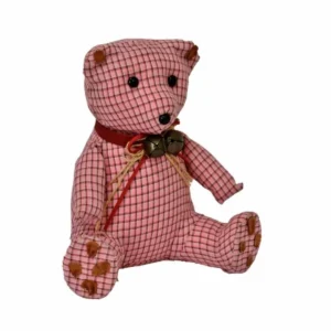 URSO PATCHY 20X19X14CM XADREZ ROSA
