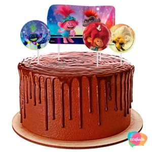 TOPPER BOLO TROLLS 2 COM 4 UNID COLORIDO