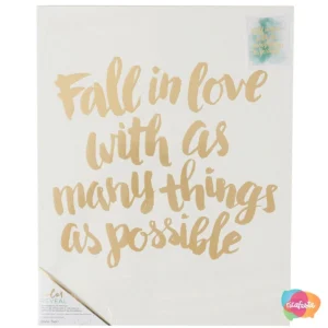 TELA QUADRO FALL IN LOVE 40cm X 50cm BEGE / PALHA
