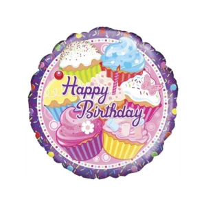 BALÃO METALIZADO  HAPPY BIRTHDAY CUPCAKE