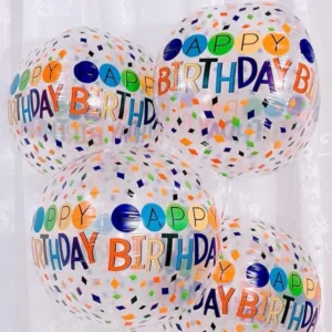 BALÃO METALIZADO HAPPY BIRTHDAY MIX CONFETES