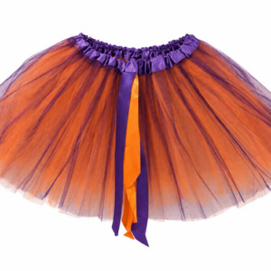 Saia Tutu Tule Halloween Laranja e Roxo 35 cm