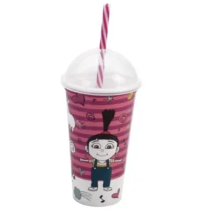 COPO PLÁSTICO MINION UNICORNS COM TAMPA E CANUDO 500 ML