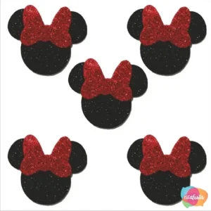 APLIQUE GLITTER ORELHAS MINNIE COM 5 UNID 5 CM PRETO