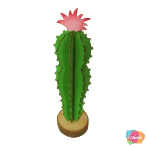 CACTO ATACAMA COM LED EM MADEIRA 14X45CM VERDE CLARO