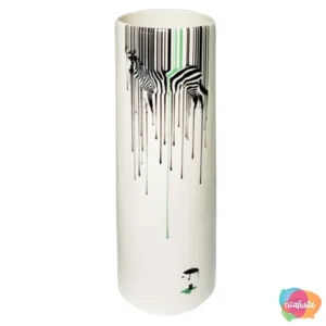VASO DE CERÂMICA ZEBRA LISTRAS 8X29CM BRANCO
