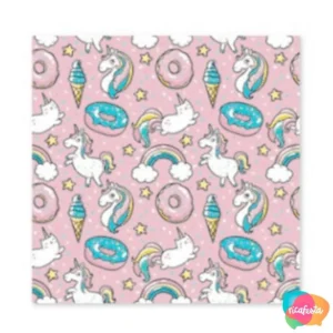 QUADRO DONUTS ARCO IRIS UNICÓRNIO 30 CM ROSA CLARO