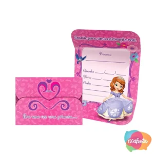 SOFIA THE FIRST CONVITE C/8 ÚNICO ROSA ESCURO