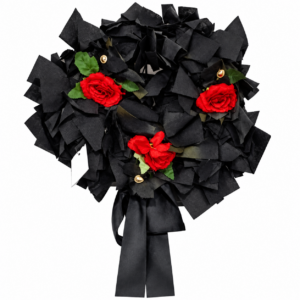 Guirlanda Laços e Borboletas Flor Branca ou Vermelha Dark Halloween