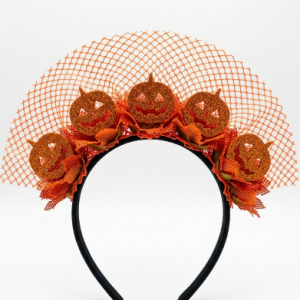 Tiara Mini Abóbora em Tecido Artesanal