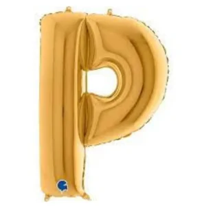 BALÃO METALIZADO 1 METRO LETRA P DOURADO 40 POLEGADAS DOURADO