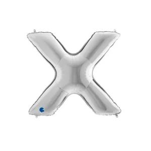 BALÃO METALIZADO 1 METRO LETRA X PRATA