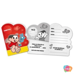 CONVITE ANIVERSÁRIO TURMA DA MÔNICA 10CM C/08