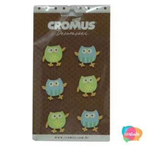 ADESIVO CORUJA PARA APLIQUE AZUL E VERDE COM 6 UNID ÚNICO AZUL ESCURO