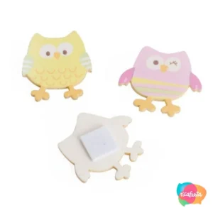 ADESIVO CORUJA PARA APLIQUE ROSA E AMARELO COM 6 UNID COLORIDO