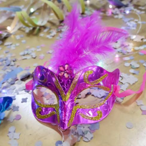 Máscara Veneza com Penas Pink