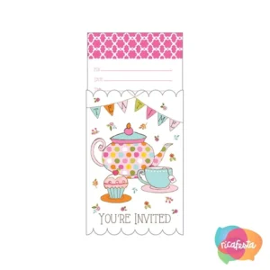 CONVITE TEA TIME COM 8 UNID COLORIDO